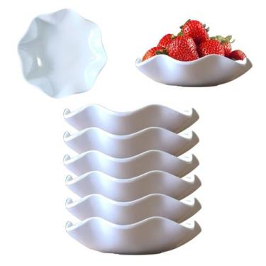 Imagem de 6 Tigelas Bowl Ondulada em Melamina Branca 15cm - Fx