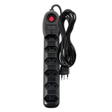 Imagem de Filtro De Linha, Megatron, 6 Tomadas, PP, 3x0.75, Comprimento 3 Metros, 255, Preto.