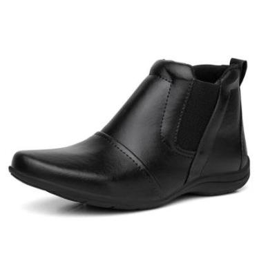 Imagem de Bota Botinha Rasteira Feminina Cano Curto Ajuste Elastico Calce Facil Sola Borracha Puxador Traseiro-Feminino