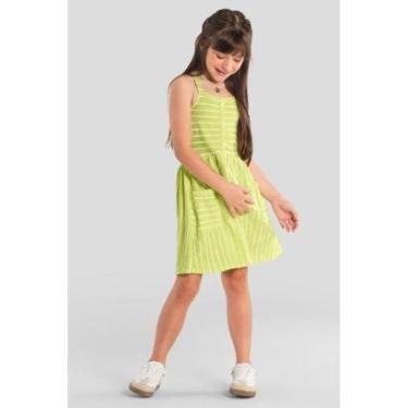 Imagem de Vestido infantil menina listrado Brandili Verde-Feminino