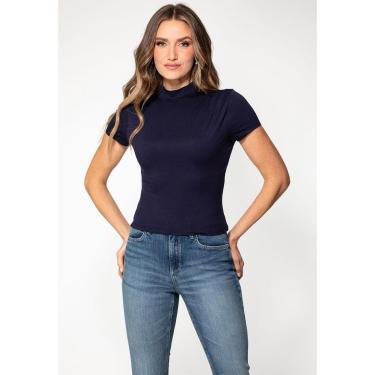 Imagem de Blusa Viscose Gola Alta Azul Marinho-Feminino