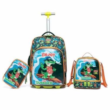 Imagem de Kit Mochila De Rodinhas Reforçada Infantil Escolar Lancheira-Masculino