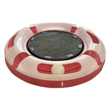 Imagem de Arranhador para Gatos OEM Redondo Relax com Bolinha Miau em Polipropileno e Carpete Rosa 35 e 5x35 e 5cm 1 Unidade