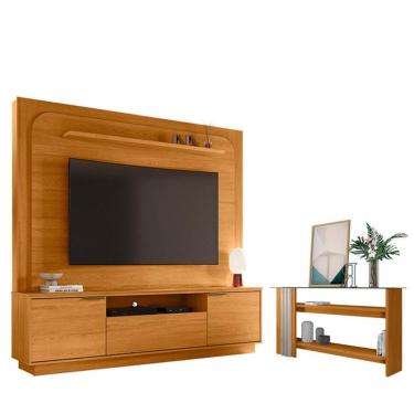 Imagem de Estante Home Theater Nilo Sem Pés Cinamomo Com Aparador Frizz Cinamomo Off White - Madetec