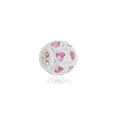 Imagem de Berloque Espaçador Atraktiva Jóias Zirconias Rosas Prata 925 1 e 1cm X 0 e 9cm Prata Feminino
