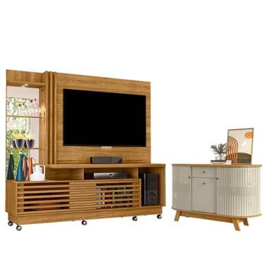 Imagem de Estante Home Theater Frizz Plus Cumaru Com Rodízios Com Aparador Para Sala Buffet Monza...