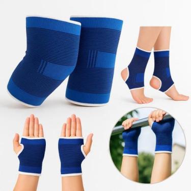 Imagem de Kit Munhequeira Tornozeleira E Joelheira Compressão Ajuste 3 Itens Esp