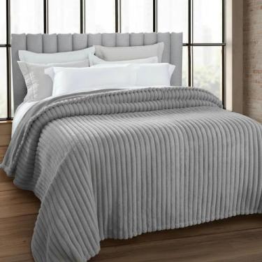 Imagem de Cobertor Super King 240x260 Jolitex LK5 Wavy Cor:Prata, Prata