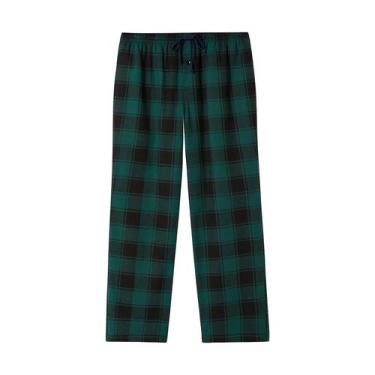 Imagem de Calças De Pijama Masculinas Em Flanela Xadrez Para Outono E Inverno, C