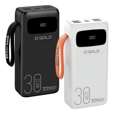 Imagem de Power Bank Carregador Portátil Turbo Bateria 30.000mah Cor Branco - Al