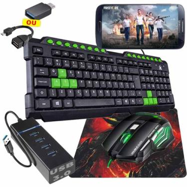 Imagem de Kit Mobilador Gamer Com hub 3.0 Sem Delay Teclado Multimídia Mouse e P