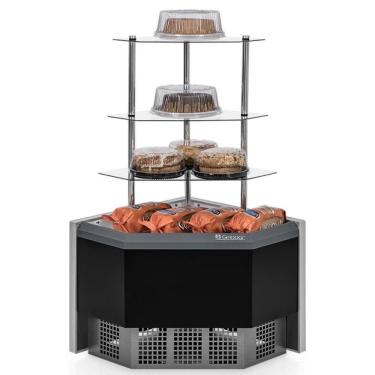 Imagem de Vitrine Neutra Curva Interna Aurora Com Prateleiras Mpca090p Preto Gelopar