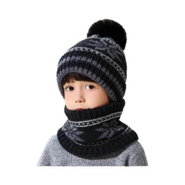 Imagem de Conjunto De Gorro E Cachecol De Lã Macia Para Meninos E Meninas, Chapé