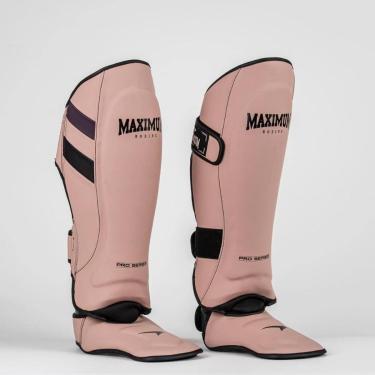 Imagem de Caneleira Profissional Pro Branca e azul Muay Thai e Kickboxing Maximum-Unissex