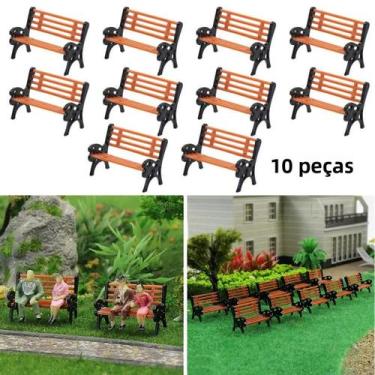 Imagem de Conjunto De Bancos De Jardim Em Miniatura HO Escala 1:87 (10 Peças) Pa