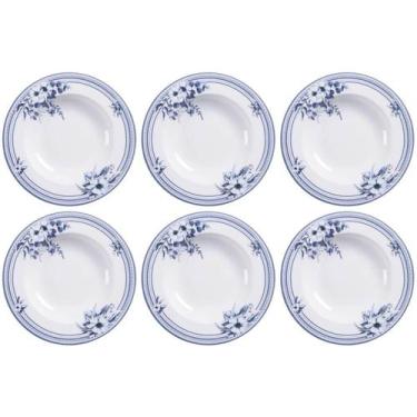 Imagem de Jogo 6 Pratos Fundos 23cm Porcelana Tramontina Azzura 330ml Servir Sop