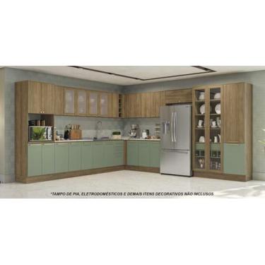 Imagem de Armário de Cozinha Modulada Completa de Canto 19 peças 3,69X3,88m 303 