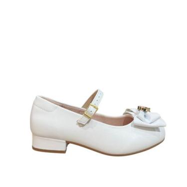 Imagem de Sapato Infantil Molekinha 2528.125 Preto Com Laço Fivela Bra, Branco, 