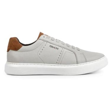 Imagem de Tenis Sapatênis Ferracini Marvin Couro Masculino Cinza Gelo, Cinza, 39