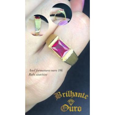 Imagem de Anel formatura masculino ouro 18k - Brilhante e ouro 