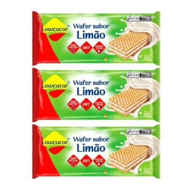 Imagem de Kit 3 wafer diet zero adoçado com stevia limao 115g lowçucar