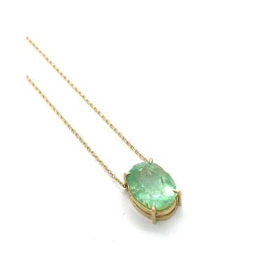 Imagem de Colar Ouro 18k Esmeralda Colombiana Natural 1.1cmx0.7cm K11 - Fab Joia