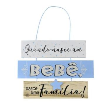 Imagem de Móbile De Parede Frases Quando Nasce Um Bebê...azul 19x26 - Zenir Pres