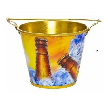 Imagem de balde de gelo 5l em alumínio alça com abridor verão dourado - M.R.J.Du