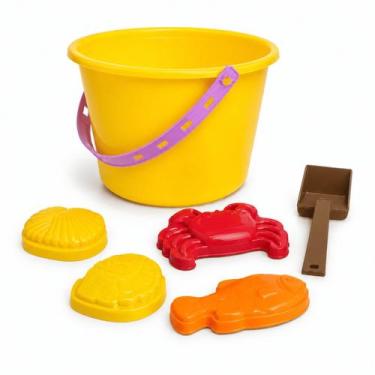 Imagem de Kit Praia Infantil Divplast Balde Com Forminhas Coloridas Brinquedo Pr