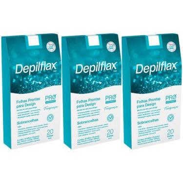 Imagem de Kit 3 Folhas Prontas Design Sobrancelha Depilflax Pro Designer Turques