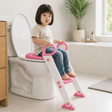 Imagem de Assento Redutor Infantil Com Escada Ajustável Azul Ou Rosa - Toys & To
