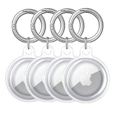 Imagem de Capa compatível com Apple AirTags, anel de localizador de chaveiro transparente capa protetora de TPU macio projetada para Apple AirTag Holder 2021 (Clear-4 unidades)