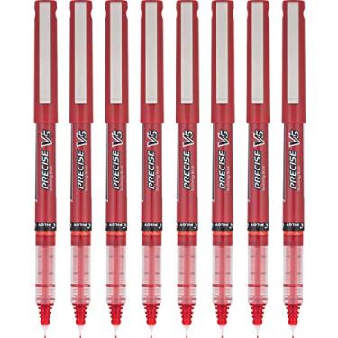 Imagem de PILOT Canetas esferográficas recarregáveis e retráteis Precise V5, ponta extrafina (0,5 mm) vermelha, pacote com 8 (15328)