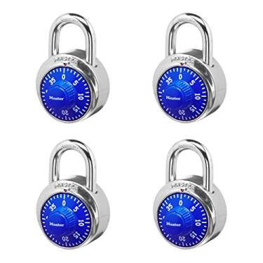Imagem de Master Lock 1506D Cadeado de combinação de armário, pacote com 4, azul