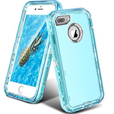 Imagem de ORIbox Capa azul cristal para iPhone 7/8 Plus – Policarbonato e TPU resistente à prova de choque