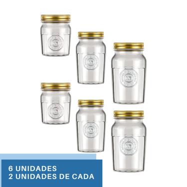 Imagem de 6 Pote Alimento C/tampa Biscoito 500ml 1L 1,5L Vintage Nadir