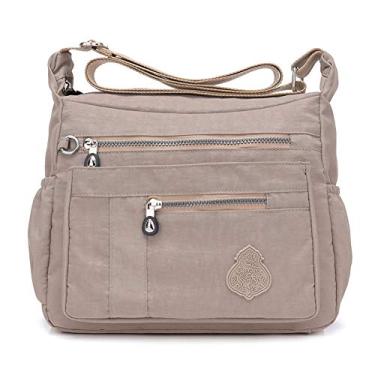 Imagem de MINTEGRA Bolsa tiracolo feminina de nylon à prova d'água bolsa mensageiro leve, Damasco, Medium, Minimal, casual, utilitário