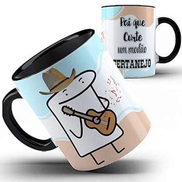 Imagem de Caneca preta Papai Flork Pai que curte modão sertanejo