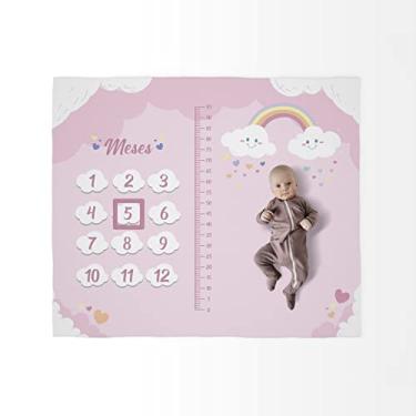 Imagem de Tapete Cenário Para Fotos Mesversário Nuvem 1,25mx1,45m (Rosa)