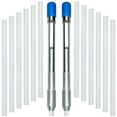 Imagem de ALLY Tools Suporte redondo de pedra-sabão com 14 refis de qualidade de soldagem para soldadores – perfeito para fazer marcas removíveis em aço, alumínio e ferro fundido