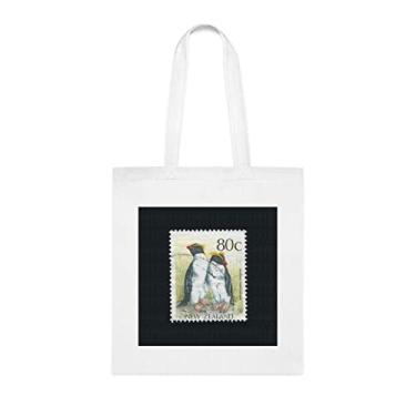 Imagem de Fiordland Crested Penguin Sacola, presente divertido, bolsa de ombro, bolsas reutilizáveis, cesta de Natal de aniversário ideia de presente, Branco