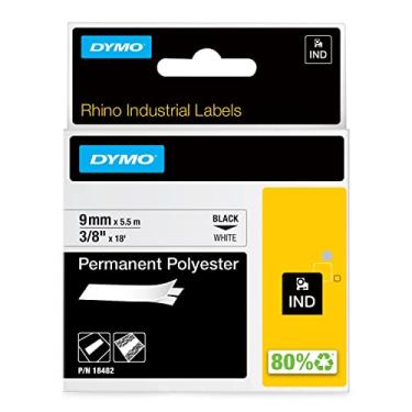 Imagem de DYMO Rhino Industrial Etiquetas permanentes de poliéster 9,5 cm impressão preta em fita branca