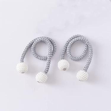 Imagem de Suportes de cortina magnéticos prendedores de cortina prendedores de fivela pendurada fivela de esfera pendurada acessórios de cortina decoração de casa, cinza