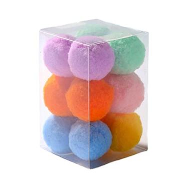 Imagem de 12 peças bolas de brinquedos para gatos 3,5 cm, bola elástica para gatos, bola de pompons, brinquedo de gatinho colorido, brinquedo para animais de