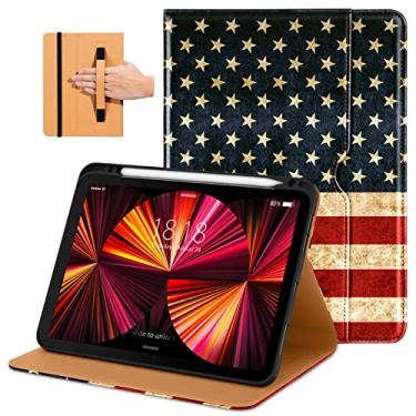 Imagem de DTTO Capa para iPad Pro 11 polegadas 2ª/3ª geração 2021/2020/2018, capa de couro PU premium com alça de mão, também serve para iPad Air 4/5 - Despertar/hibernar automaticamente e vários