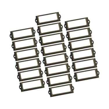 Imagem de WeiLaiKeQi 20 x suportes de etiqueta retrô de metal para gaveta de moldura de metal suportes de etiqueta com parafusos para caixas de gaveta, móveis, armários domésticos, bronze
