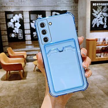 Imagem de Capa de bolsa transparente para cartão com slot para Samsung Galaxy S21 S22 S20 S30 S10 Plus A42 A52 A12 Capa de carteira macia à prova de choque, azul, para Samsung S20 UItra