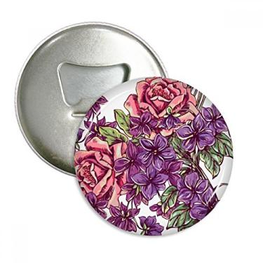 Imagem de Emblema multifuncional com ímã de geladeira e folha de flores azul e branco