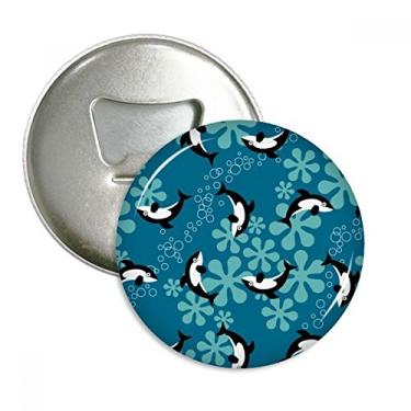 Imagem de Desenhos animados golfinhos baleias ondas azuis abridor de garrafas ímã de geladeira emblema multifuncional