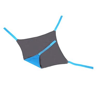 Imagem de Tapete de cama pendurado para animais de estimação rede de mesa de gato, com 4 anéis antiderrapantes macio fácil de limpar rede de cadeira de gato, para pequenos (azul + cinza, G)